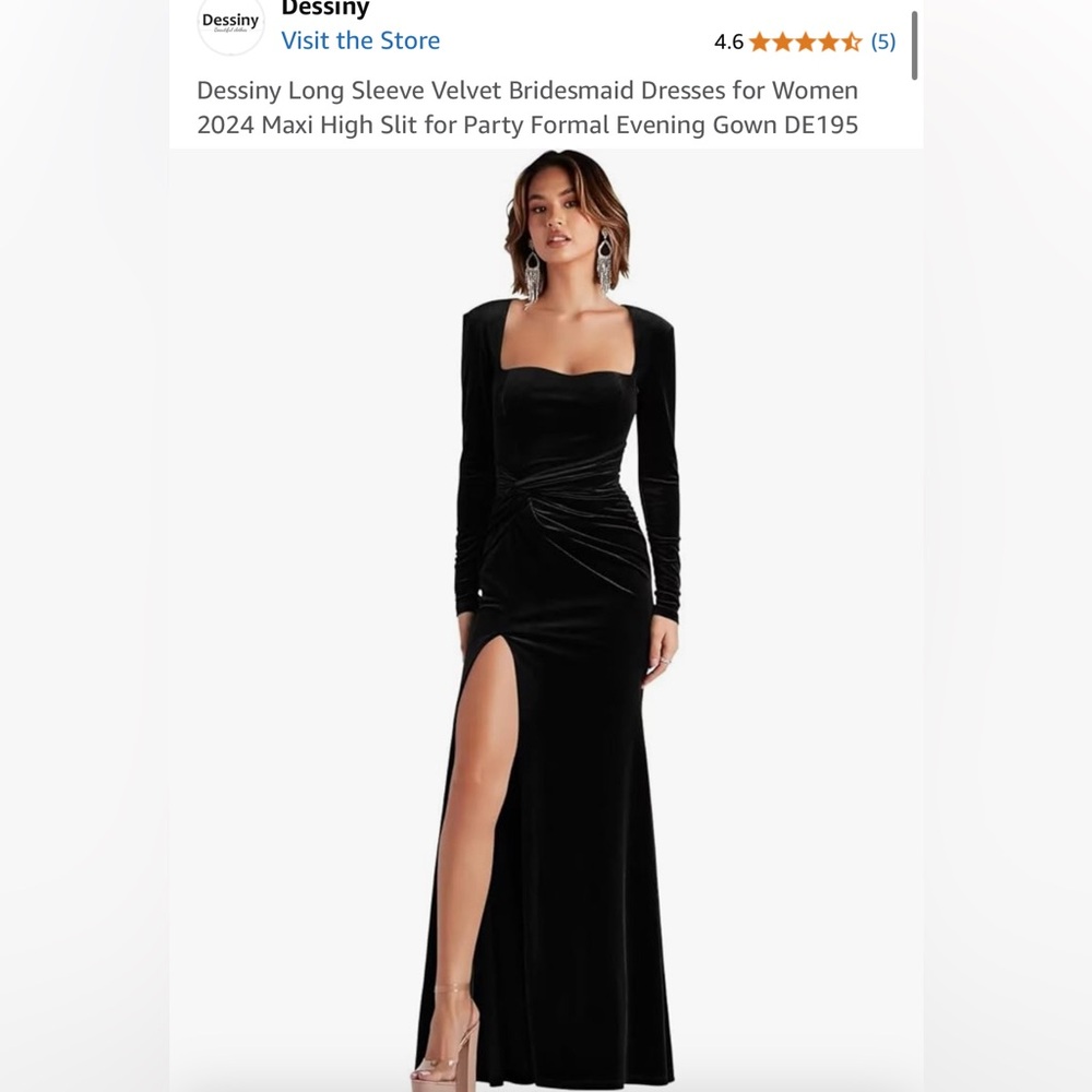 NWT Black long sleeve bridesmaid dress/ wedding guest dress